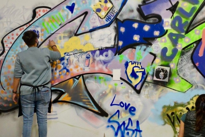 a group of colorful graffiti